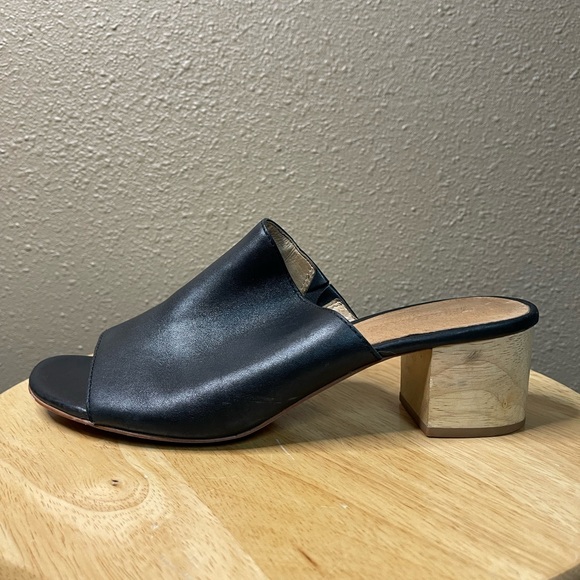 MADEWELL The Devon Black Leather Open Toe Heeled Slip On Mules Women’s 8.5 - Picture 2 of 16